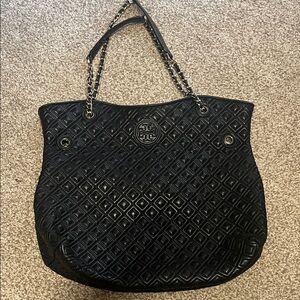 Tory Burch Black Quilted Tote